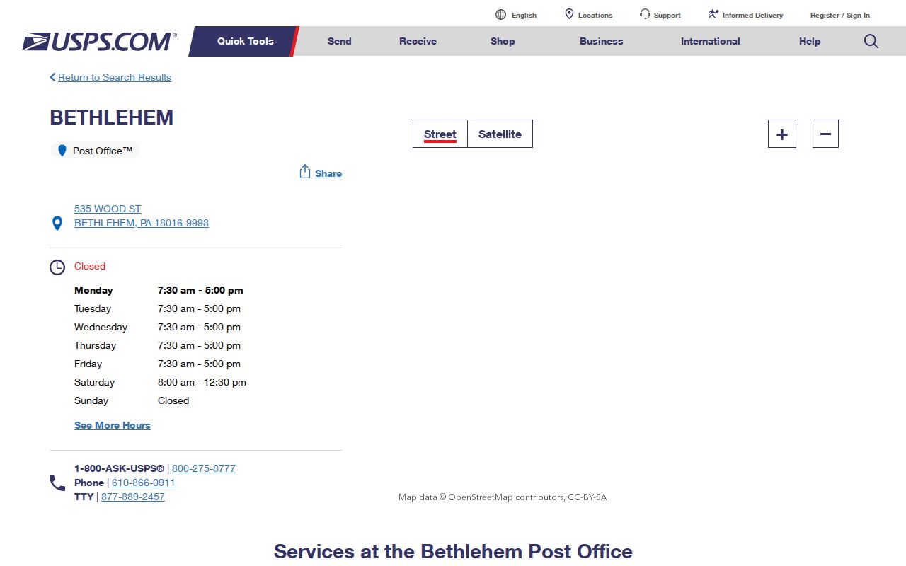 Bethlehem ZIP code directory USPS Bethlehem Post Office listing